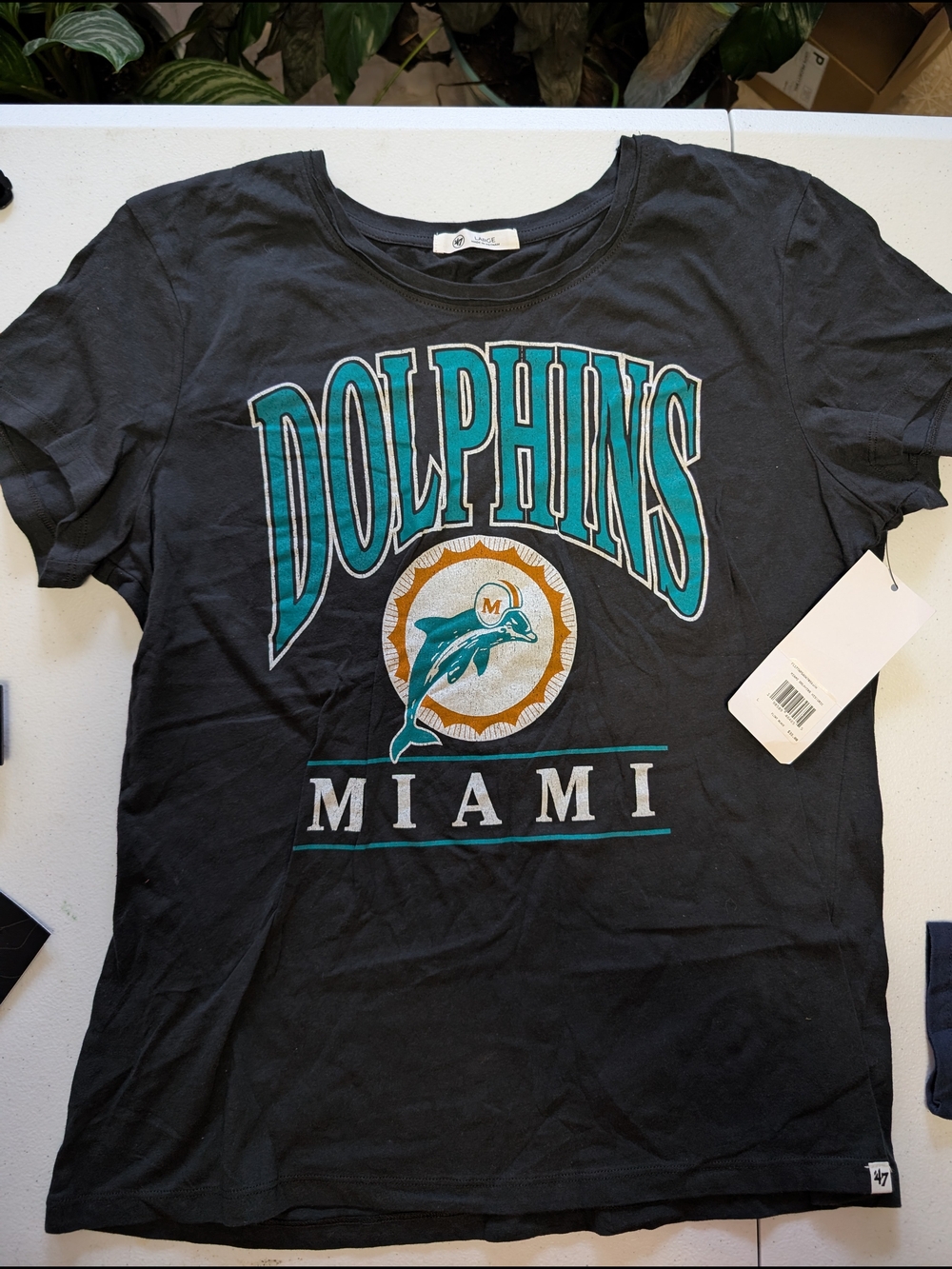 47 Brand Black Miami Dolphins Graphic Short Sleeve Tee
